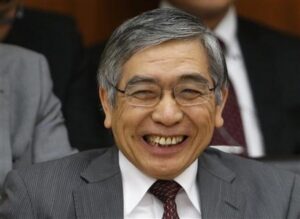 BOJ Governor Kuroda smiles as he attends the lower house financial committee of Parliament in Tokyo