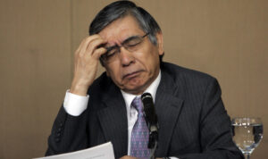 Asian Development Bank of the Philippines President Haruhiko Kuroda reacts during a press conference at the Malacanang palace Thursday, March 1, 2012 in Manila, Philippines. Kuroda commended the adminitration of President Benigno Aquino III for its focus on government reforms and announced the holding of the 45th annual meeting of the Board of Governors of ADB in the country. (AP Photo/Pat Roque)